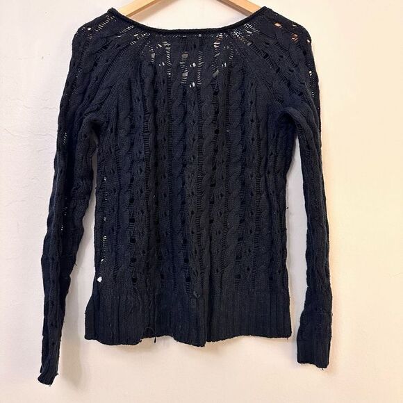 Abercrombie & Fitch Womens Pullover Sweater V-Neck Knitted Wool Navy Black Mediu - Picture 2 of 4